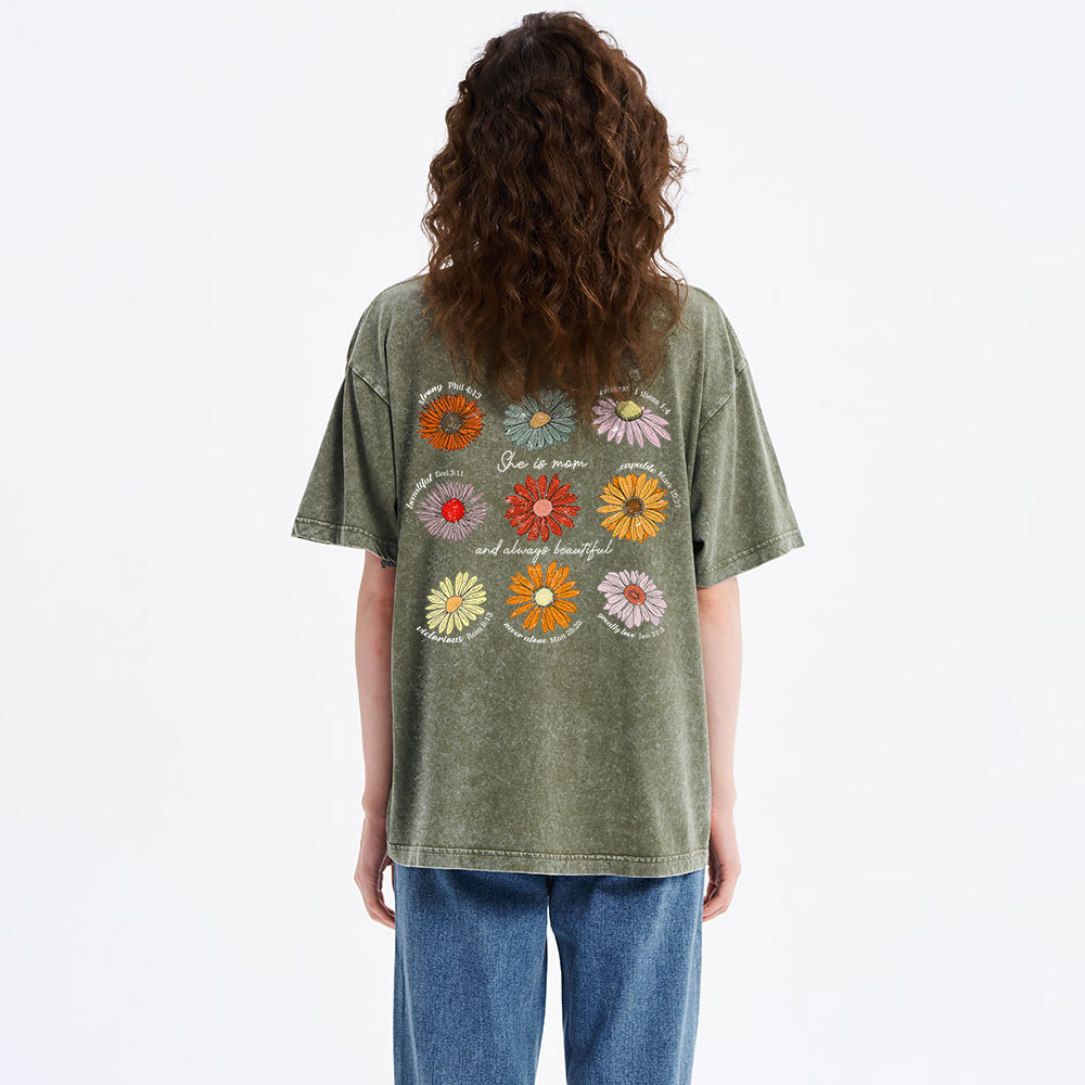 She Is Mom And  Always Beautiful  Christian Washed T-Shirt