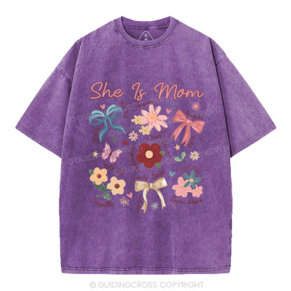 She Is Mom Christian Washed T-Shirt