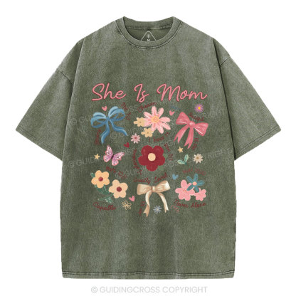 She Is Mom Christian Washed T-Shirt
