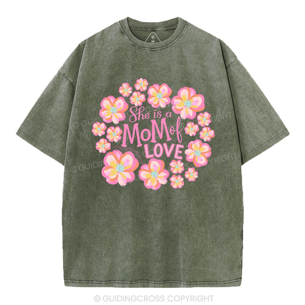 She Is Mom Of Love Christian Washed T-Shirt