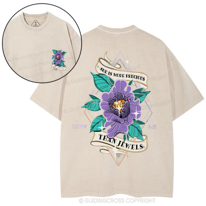 She Is More Precious Christian Washed T-Shirt