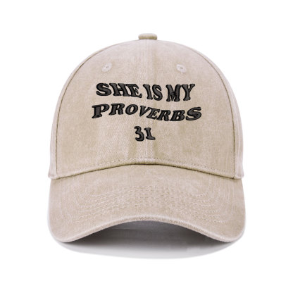 She Is My Proverbs Christian Couple Washed Hat