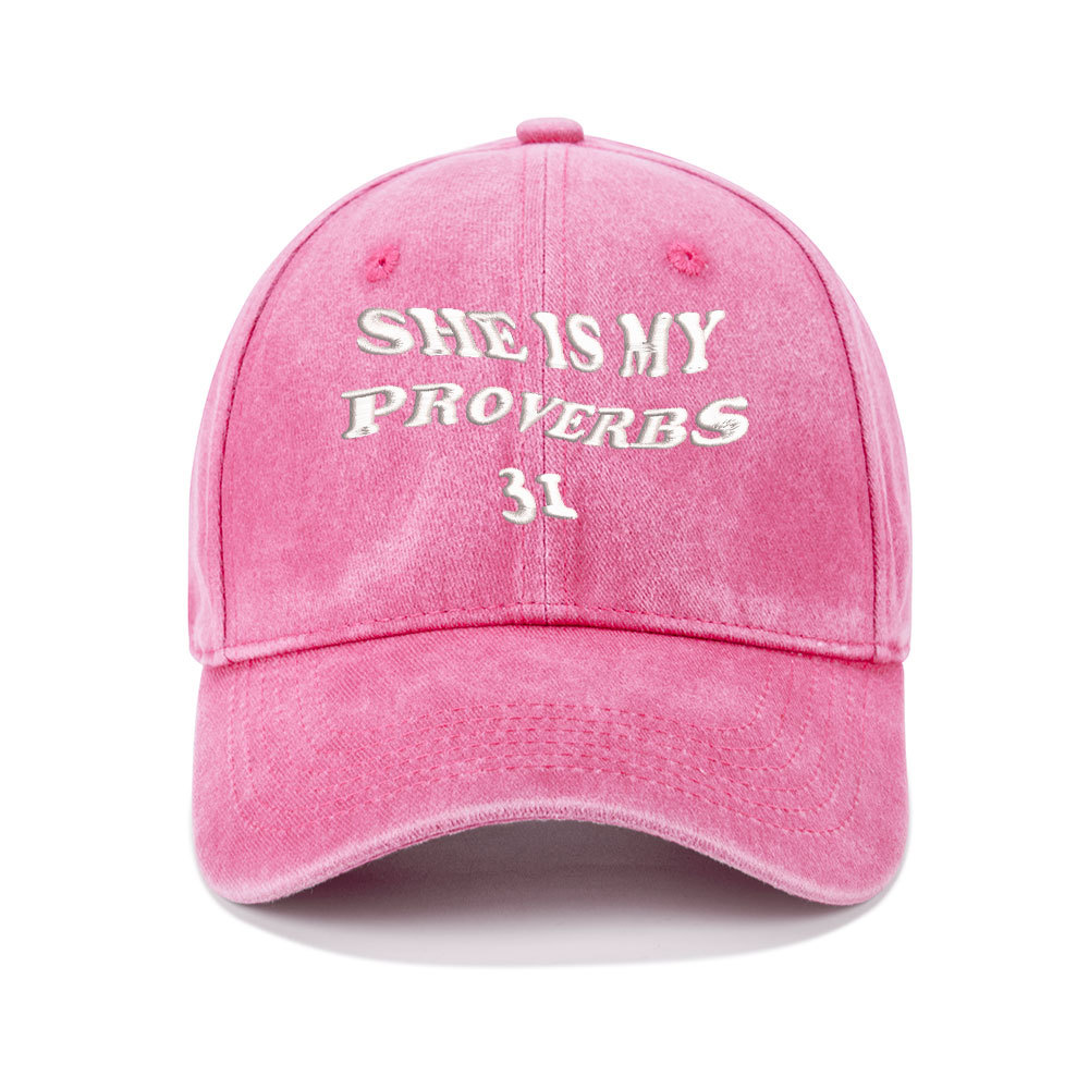 She Is My Proverbs Christian Couple Washed Hat