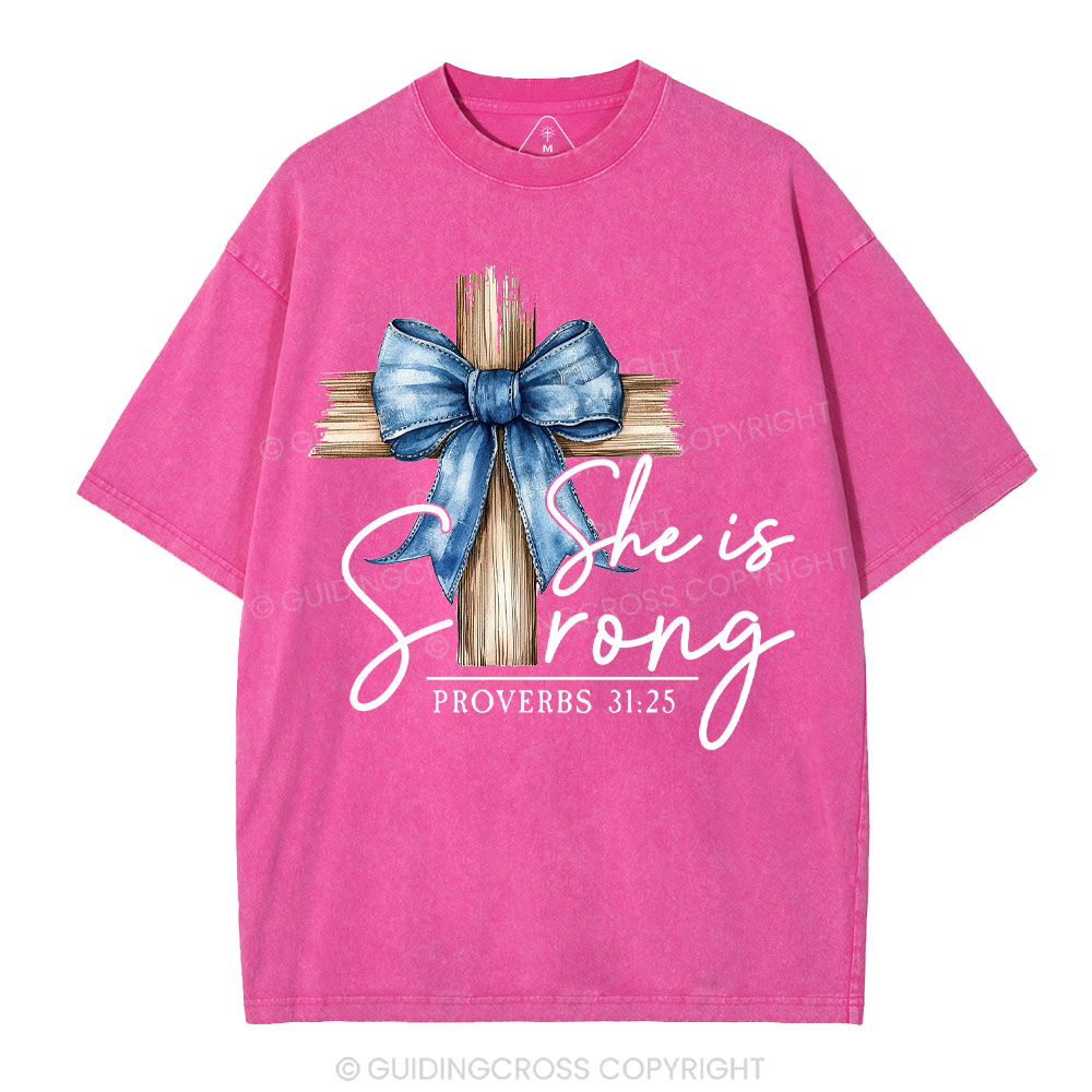 She Is Strong Christian Washed T-Shirt