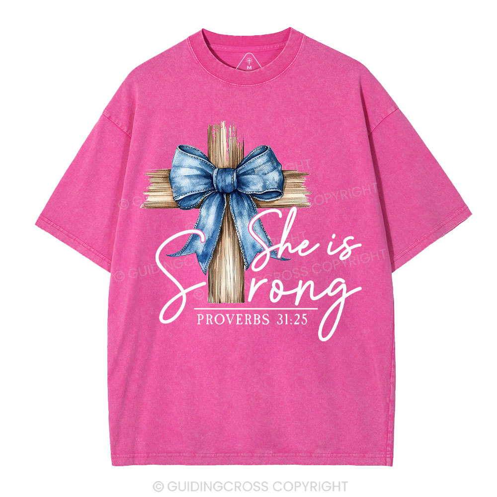 She Is Strong Christian Washed T-Shirt
