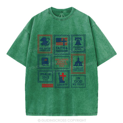 She Loves Jesus &America Too Christian Washed T-Shirt