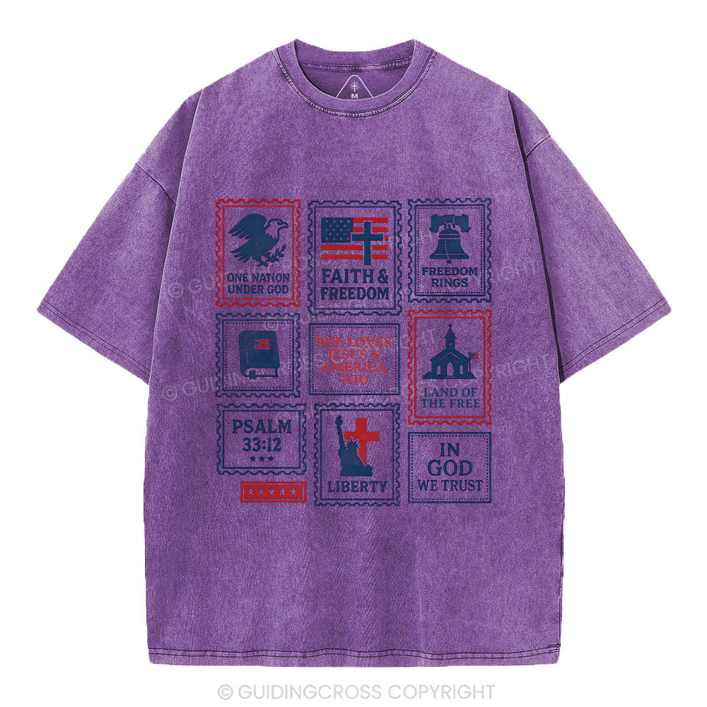 She Loves Jesus &America Too Christian Washed T-Shirt