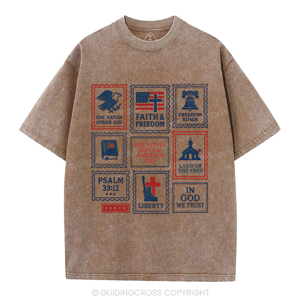 She Loves Jesus &America Too Christian Washed T-Shirt
