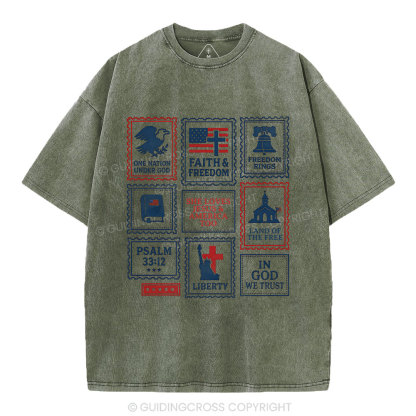 She Loves Jesus &America Too Christian Washed T-Shirt