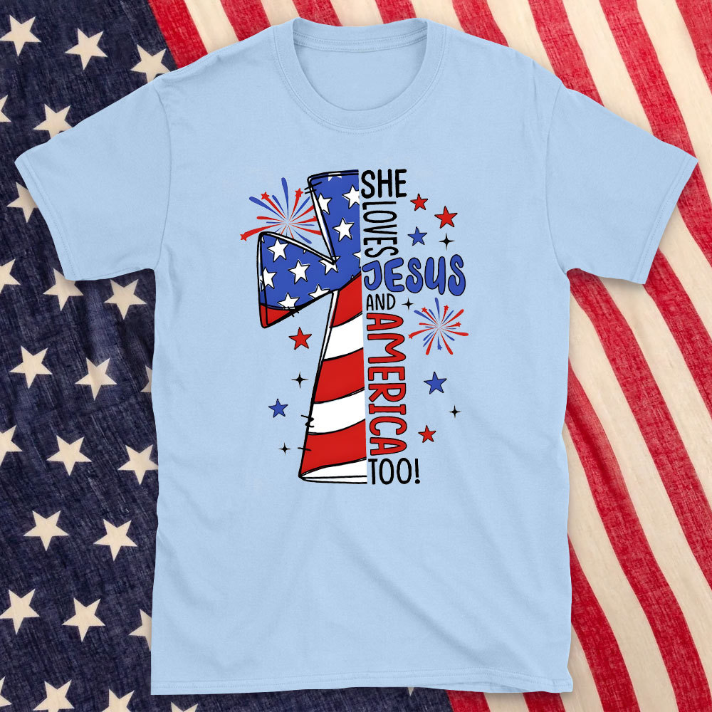 She Loves Jesus And America Too Christian T-Shirt