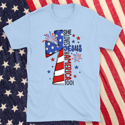 She Loves Jesus And America Too Christian T-Shirt
