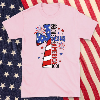She Loves Jesus And America Too Christian T-Shirt