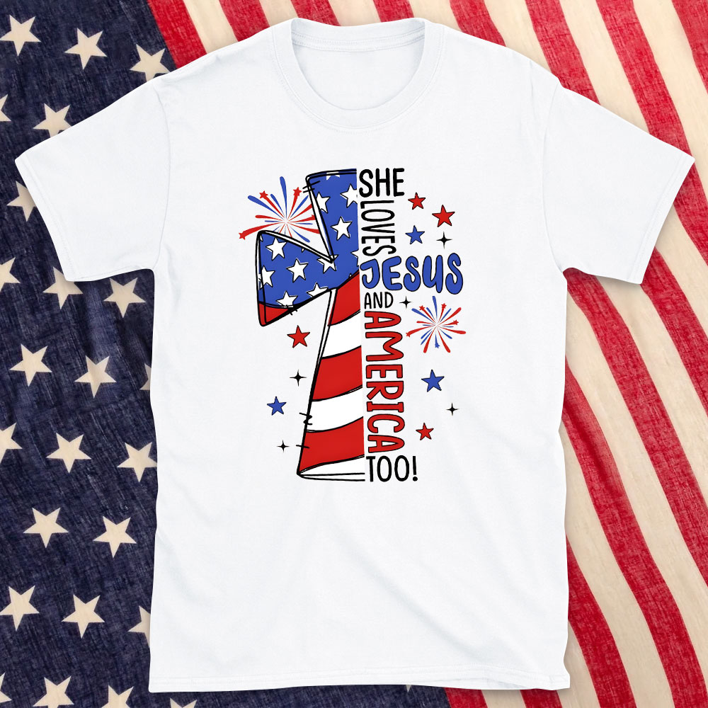 She Loves Jesus And America Too Christian T-Shirt