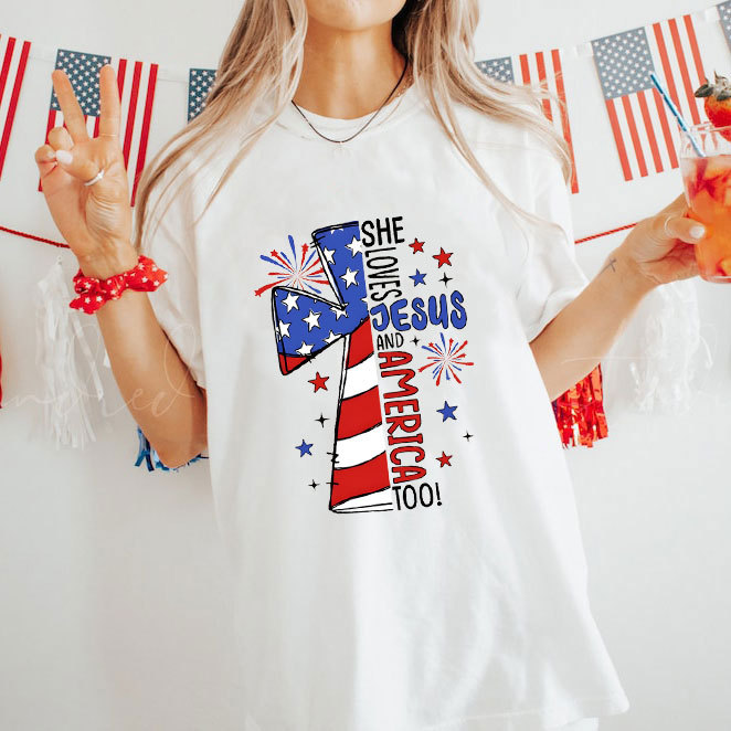 She Loves Jesus And America Too Christian T-Shirt