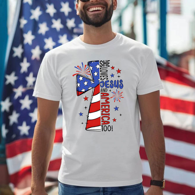 She Loves Jesus And America Too Christian T-Shirt