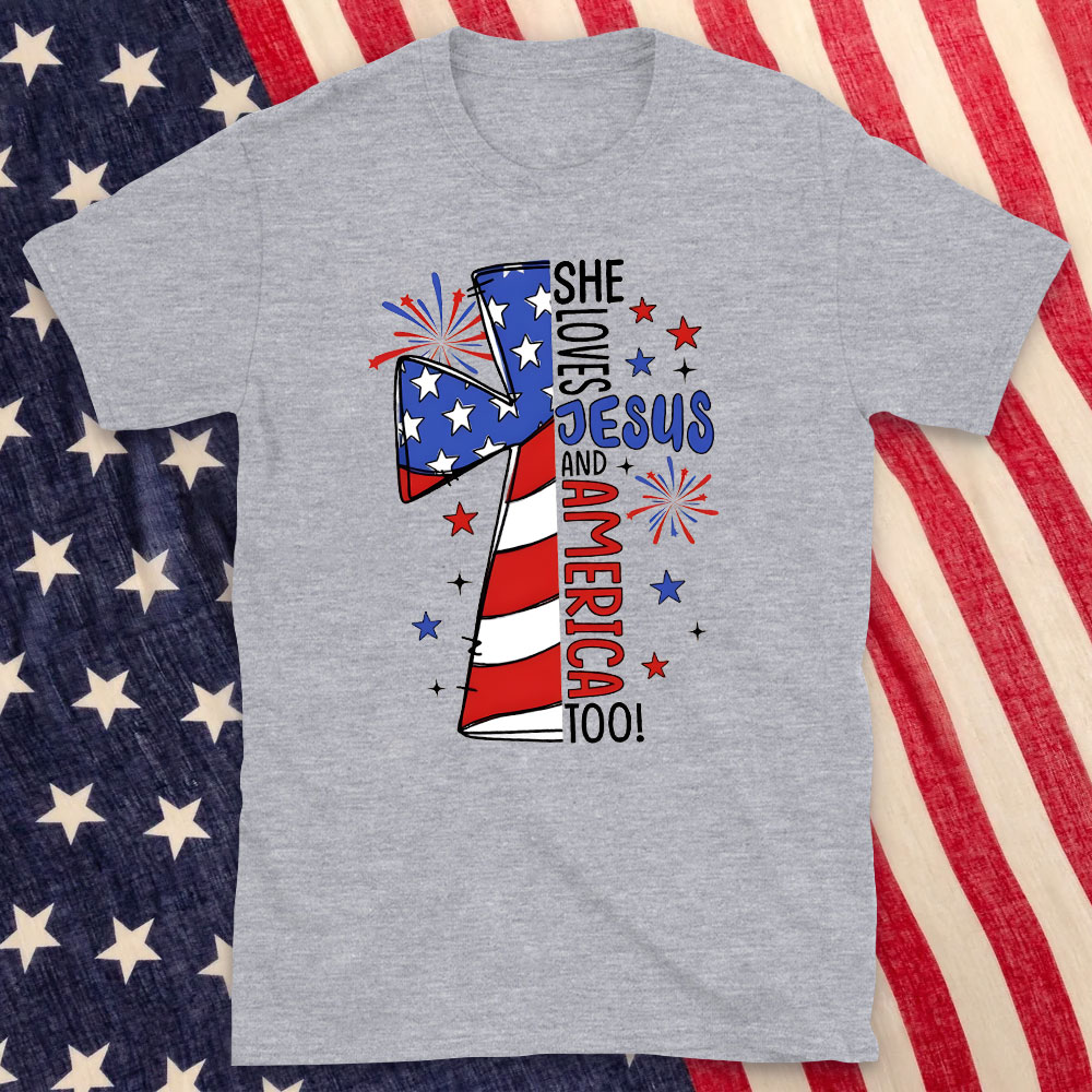 She Loves Jesus And America Too Christian T-Shirt