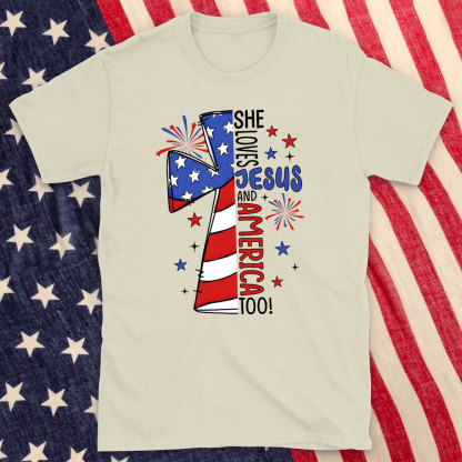 She Loves Jesus And America Too Christian T-Shirt