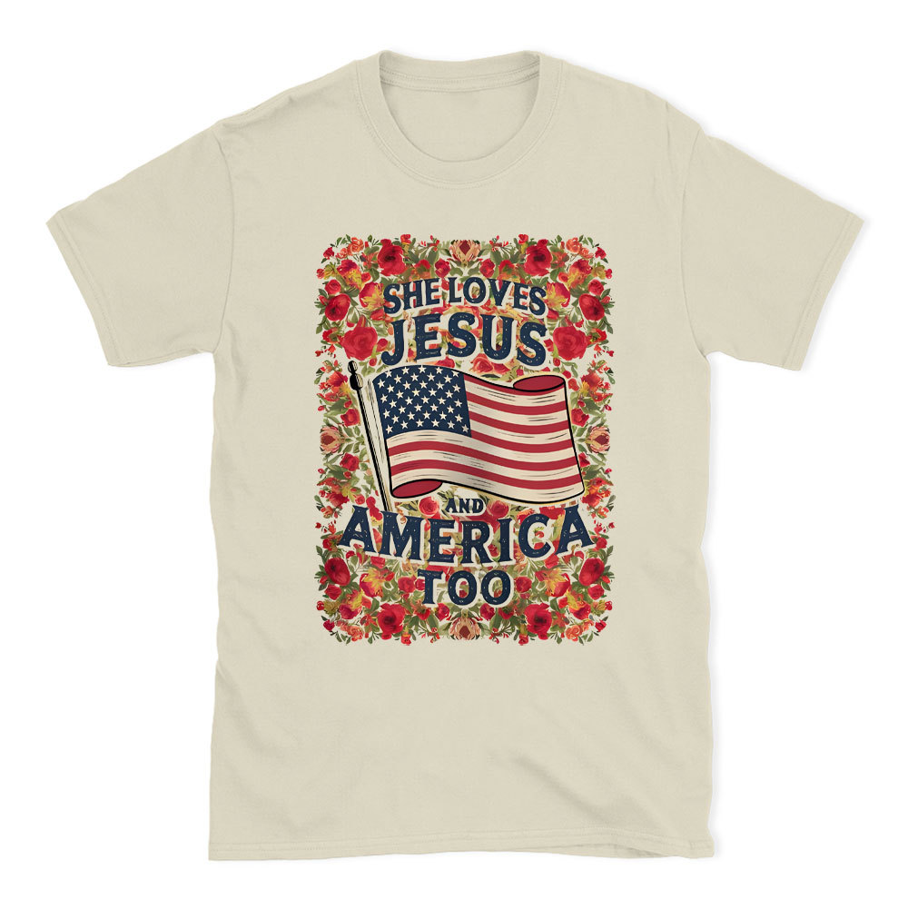 She Loves Jesus And America Too Chrsitian T-Shirt