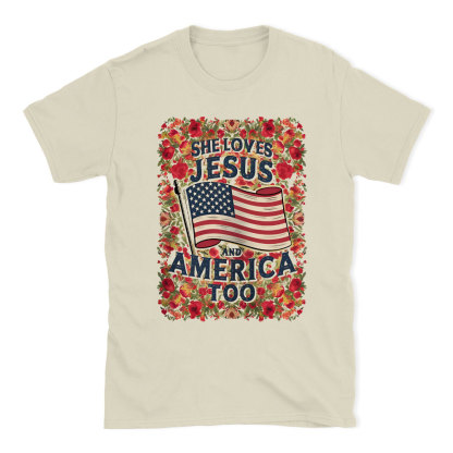 She Loves Jesus And America Too Chrsitian T-Shirt