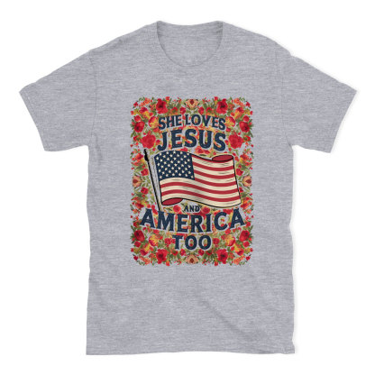 She Loves Jesus And America Too Chrsitian T-Shirt