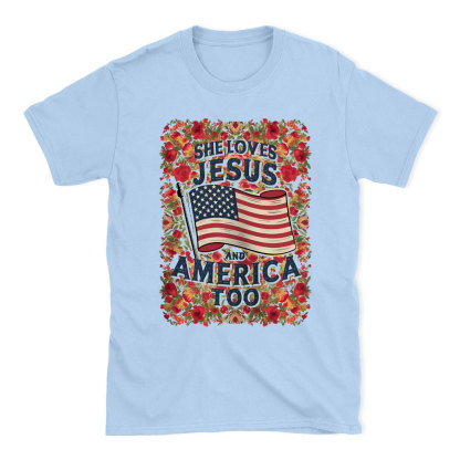 She Loves Jesus And America Too Chrsitian T-Shirt