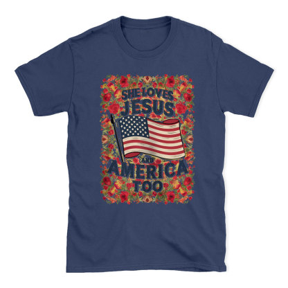 She Loves Jesus And America Too Chrsitian T-Shirt