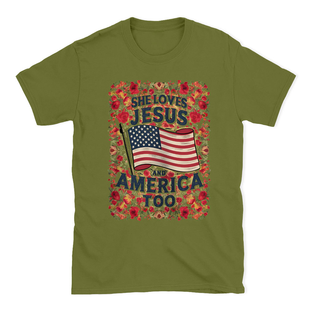 She Loves Jesus And America Too Chrsitian T-Shirt