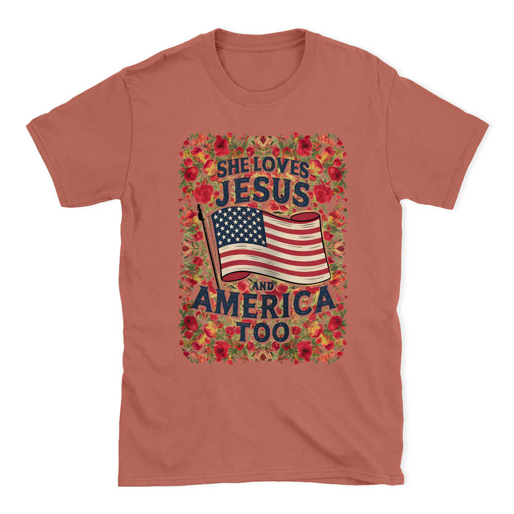 She Loves Jesus And America Too Chrsitian T-Shirt