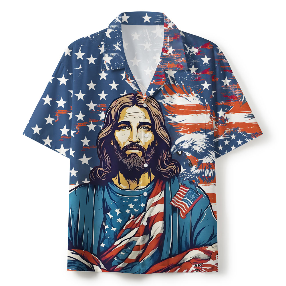 She Loves Jesus And American Too Mountian Christian Hawaiian Shirt 