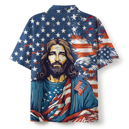 She Loves Jesus And American Too Mountian Christian Hawaiian Shirt 