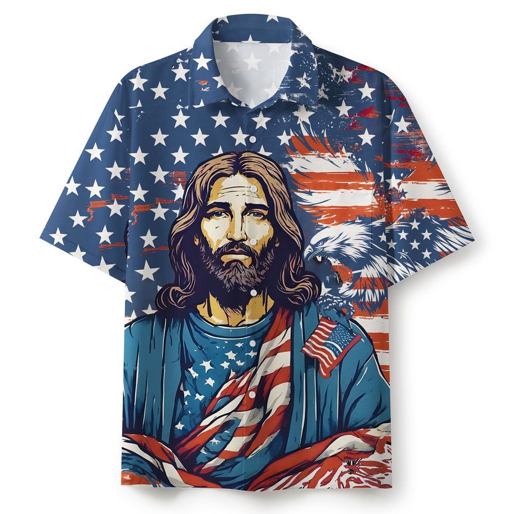 She Loves Jesus And American Too Mountian Christian Hawaiian Shirt 