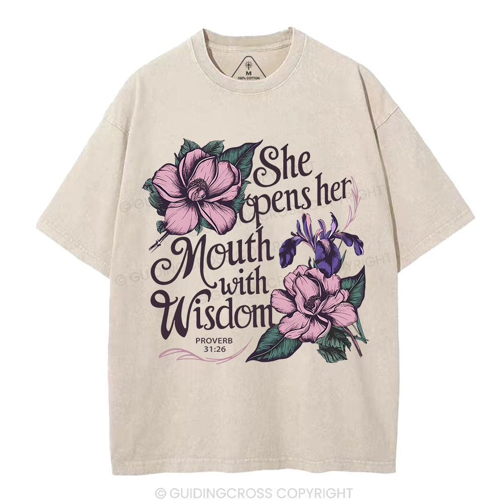 She Opens Her Mouth With Wisdom Washed T-Shirt