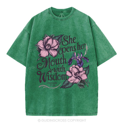 She Opens Her Mouth With Wisdom Washed T-Shirt