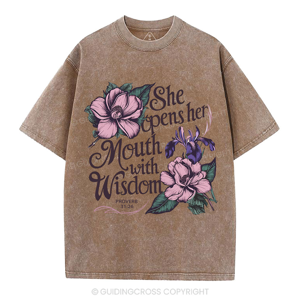 She Opens Her Mouth With Wisdom Washed T-Shirt