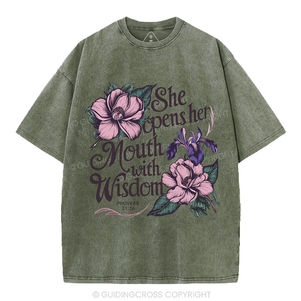 She Opens Her Mouth With Wisdom Washed T-Shirt Sale - GuidingCross