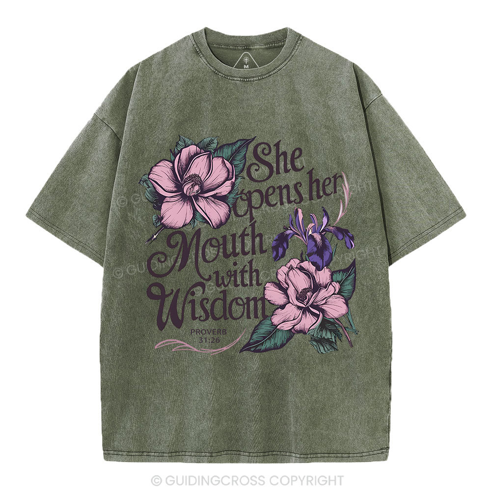 She Opens Her Mouth With Wisdom Washed T-Shirt Sale - GuidingCross