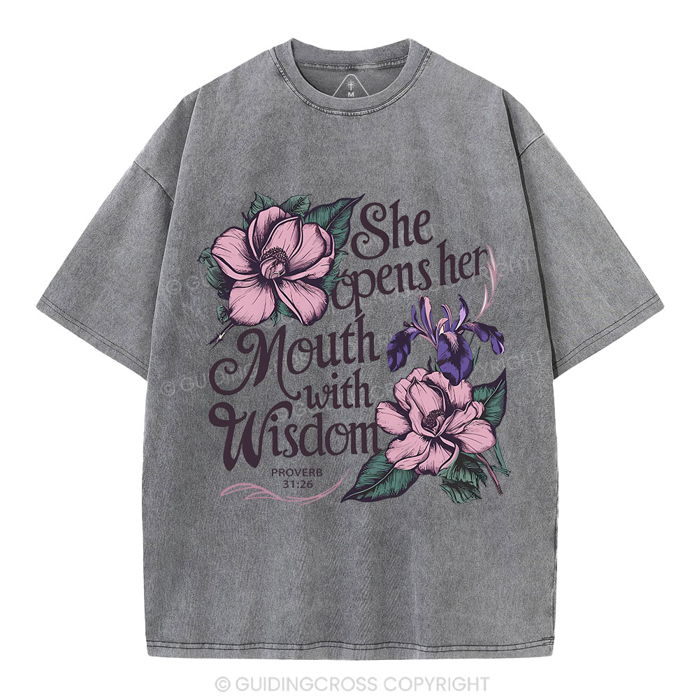 She Opens Her Mouth With Wisdom Washed T-Shirt