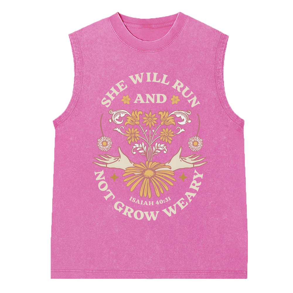 She Will Run And Not Grow Weary Christian Washed sleeveless Tee