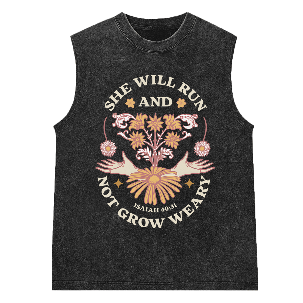 YHWH Floral Christian Washed Sleeveless Tee Sale-GuidingCross