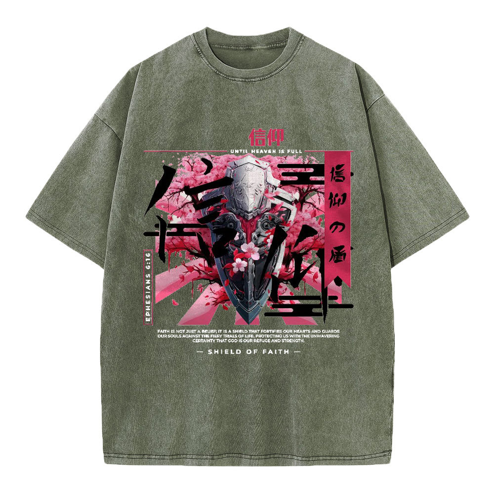 Shield Of Faith Chirstian Washed T-Shirt
