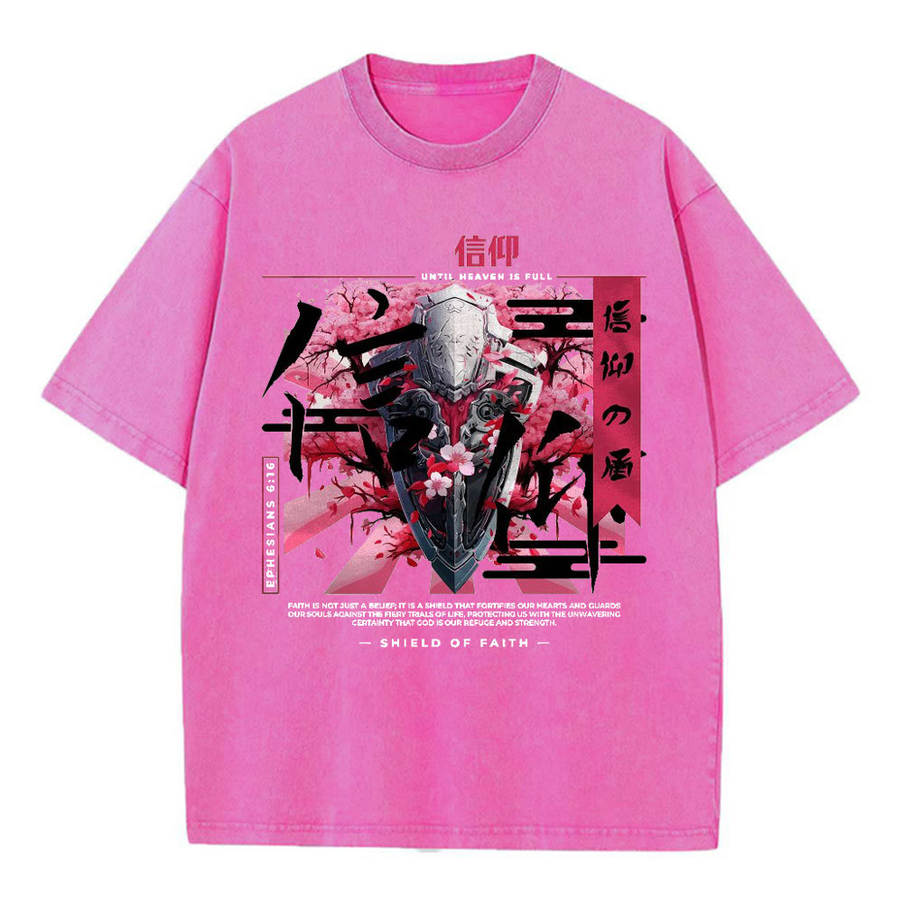 Shield Of Faith Chirstian Washed T-Shirt