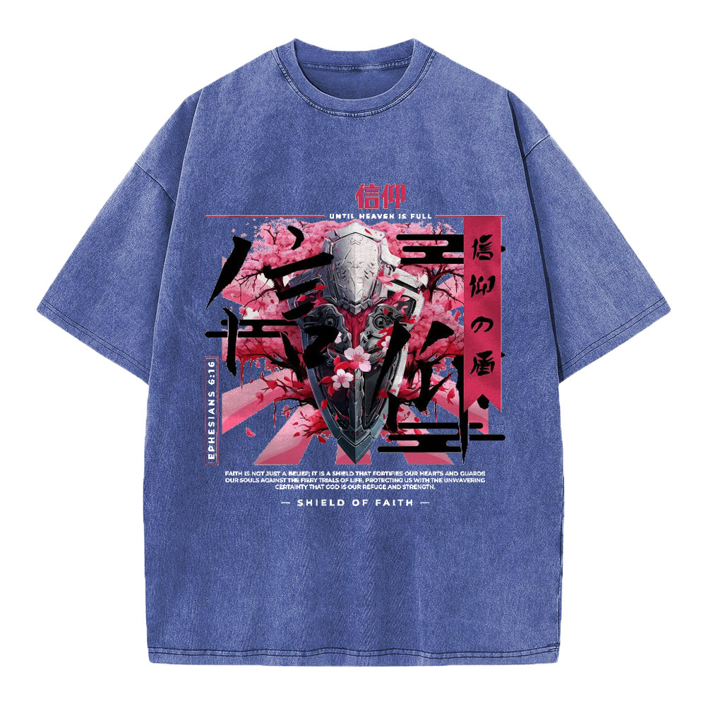 Shield Of Faith Chirstian Washed T-Shirt