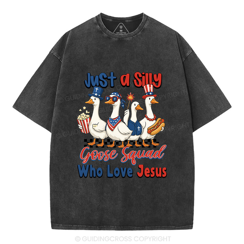 Silly Goose Squad Who Love Jesus Christian Washed T-Shirt