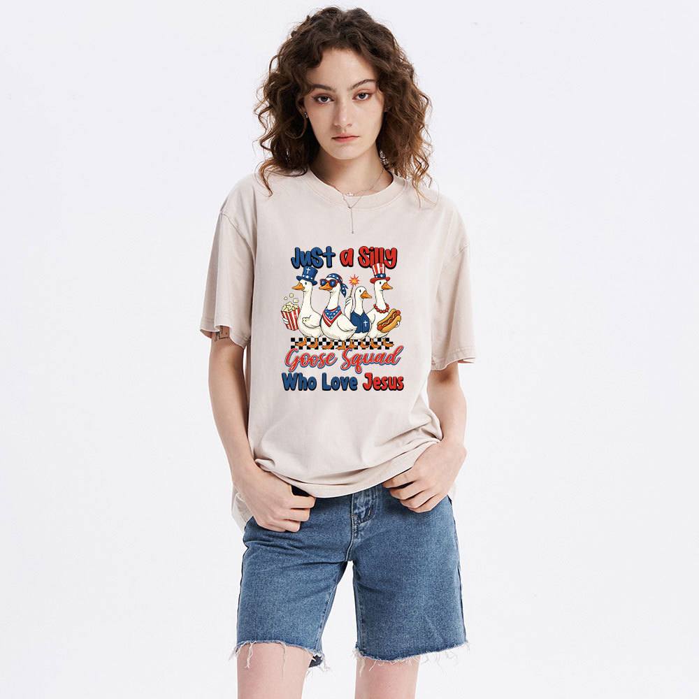 Silly Goose Squad Who Love Jesus Christian Washed T-Shirt