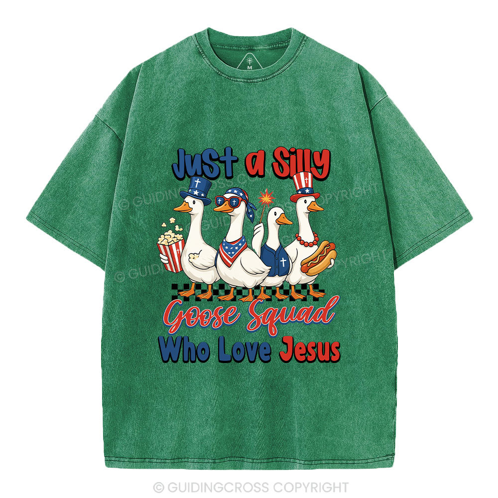 Silly Goose Squad Who Love Jesus Christian Washed T-Shirt