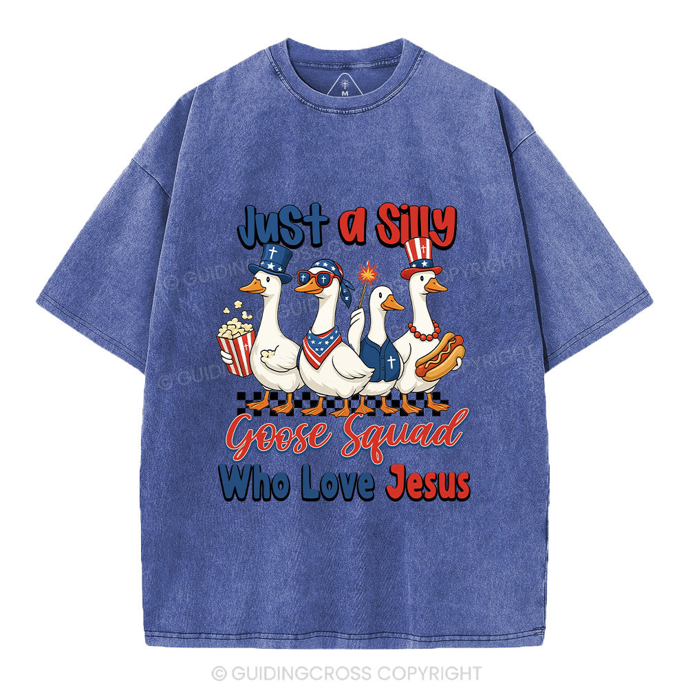 Silly Goose Squad Who Love Jesus Christian Washed T-Shirt