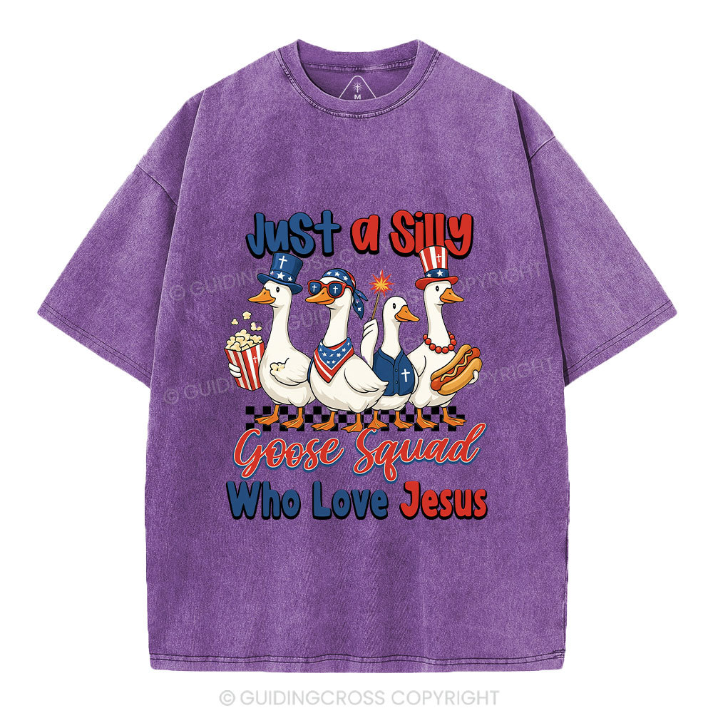 Silly Goose Squad Who Love Jesus Christian Washed T-Shirt