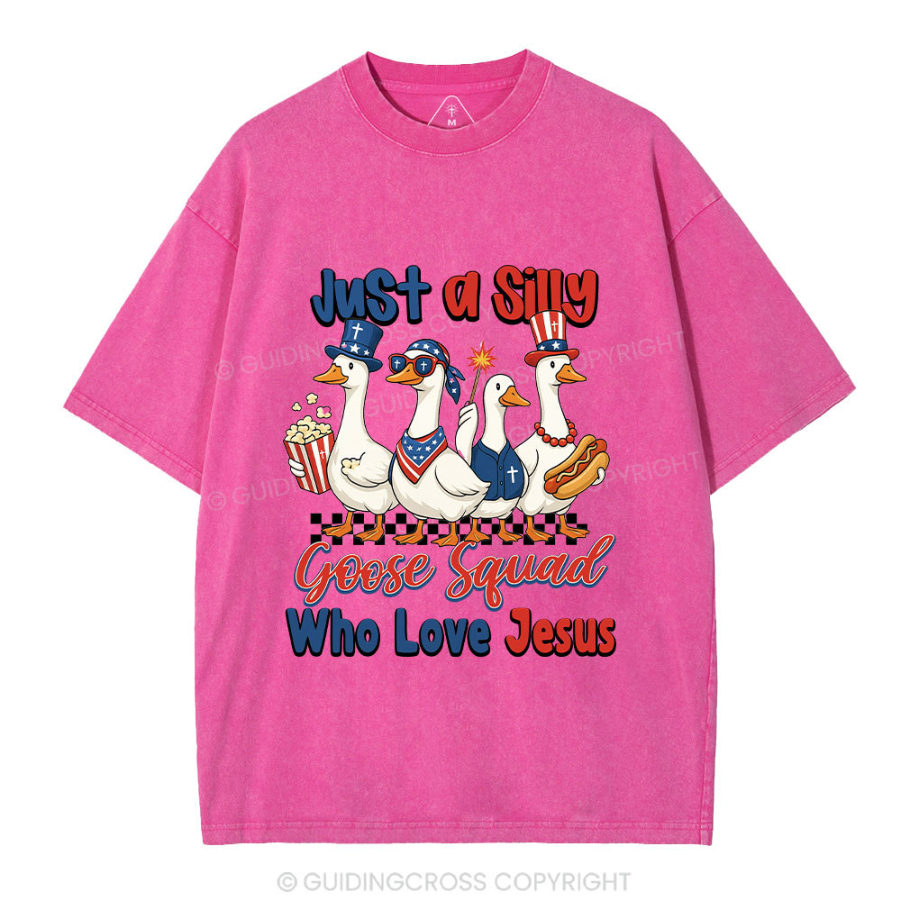 Silly Goose Squad Who Love Jesus Christian Washed T-Shirt