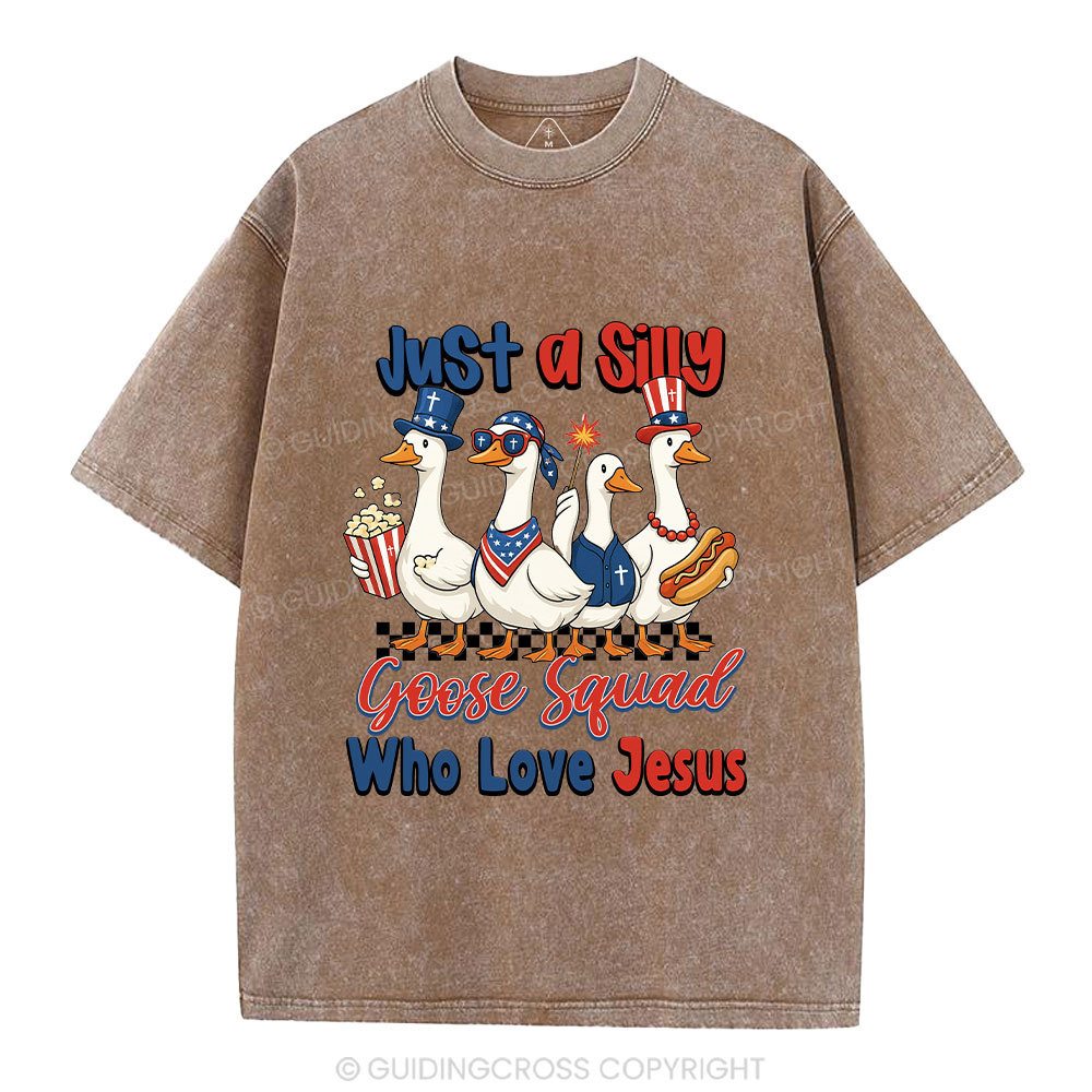 Silly Goose Squad Who Love Jesus Christian Washed T-Shirt