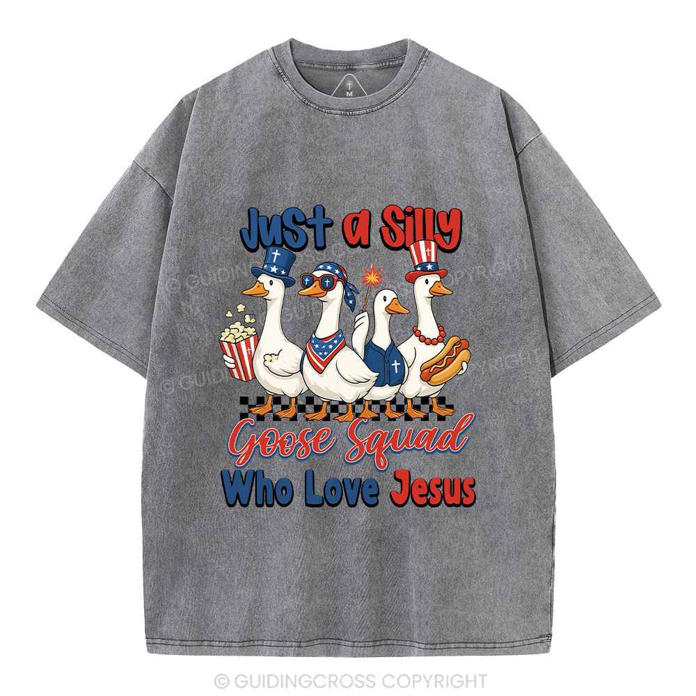 Silly Goose Squad Who Love Jesus Christian Washed T-Shirt